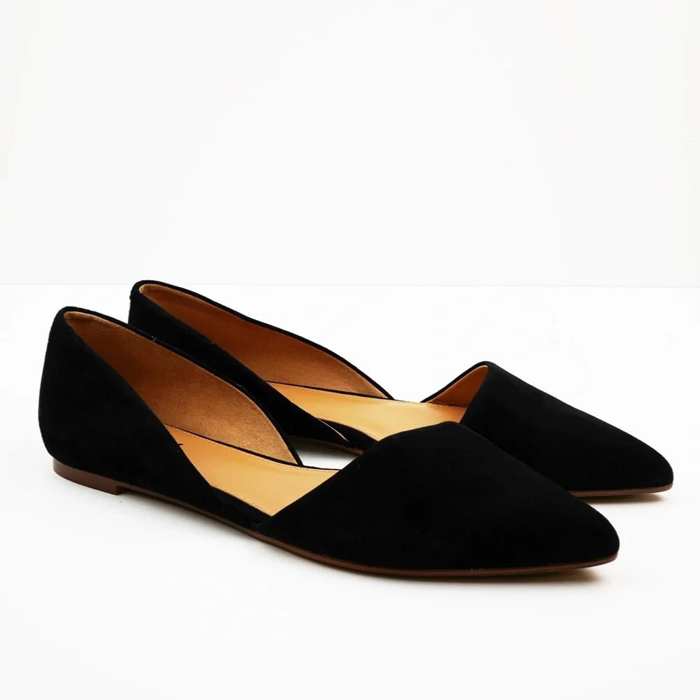 New JCREW Zoe Suede d'Orsay Flats in Black - Picture 5 of 6